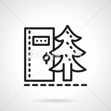 Camping toilet black line vector icon Stock Illustration