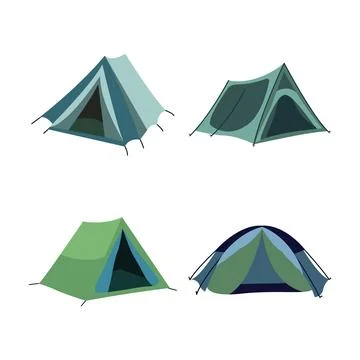Camping Tool Elements Set of Camp Tent Adventure Explore 스톡 일러스트