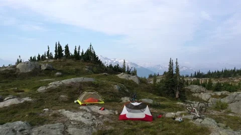 Camping on top of a mountain 스톡 동영상 168702813