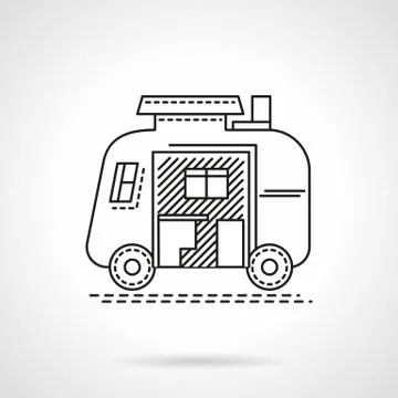 Camping trailer flat line vector icon Illustrazione stock