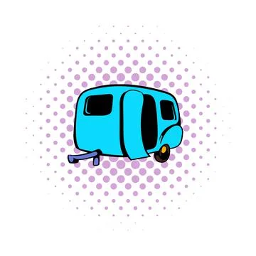 Camping trailer icon, comics style Illustrazione stock