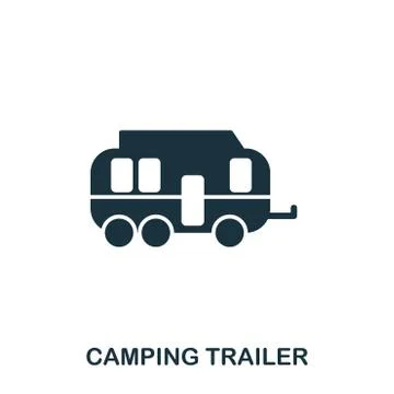 Camping Trailer icon. Mobile app, printing, web site icon. Simple element sing Stock Illustration