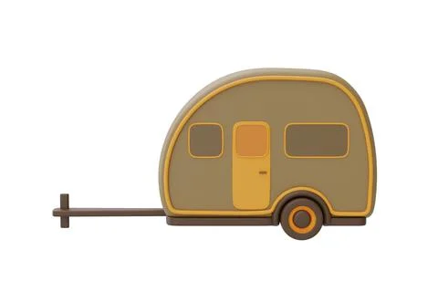 Camping trailer isolated on white background, Camping equipment, Summer camp  Stock Illustration