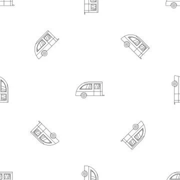 Camping trailer pattern seamless vector Stock Illustration