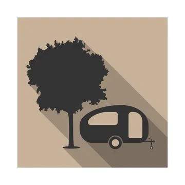 Camping trailer under tree Illustrazione stock