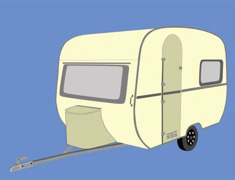 Camping trailer vector illustration isolated on background. Camp moving home Illustrazione stock