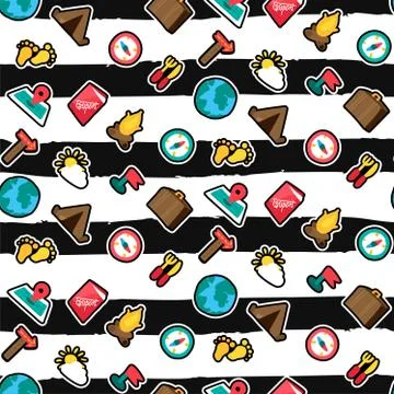 Camping, traveling seamless pattern Stock Illustration