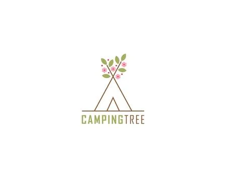 Camping Tree Logo Design	 Stock Illustration