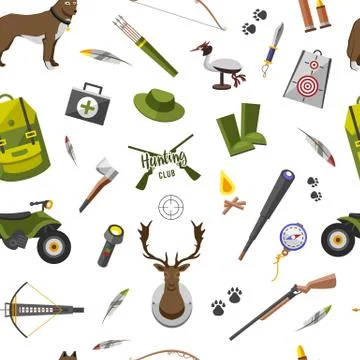 Camping trip seamless pattern. accessories and base camp. hike outdoor adventure Stock Illustration