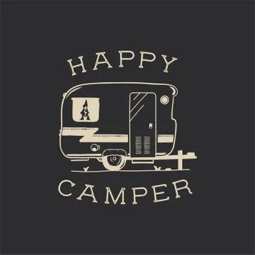 Camping typography badge illustration design. Outdoor travel logo graphic with Stock-Illustration