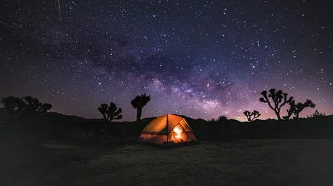 Camping Under the Galaxy Stock Photos