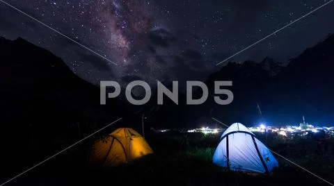 Camping Under Milkyway in Ladakh Stock Photos