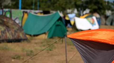 Camping Under A Strong Wind Stock Footage 52555751