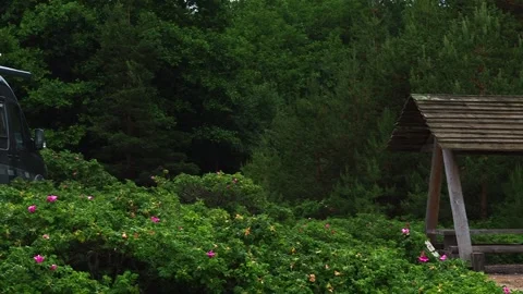Camping van on a campsite. Stock Footage 248531384