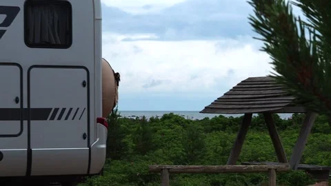 Camping van on a campsite. Stock Footage 248531505