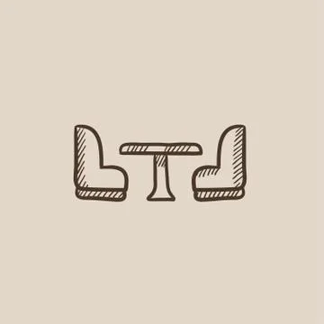Camping van interior with seating sketch icon Stock Illustration