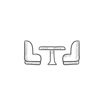 Camping van interior with seating sketch icon Stock Illustration