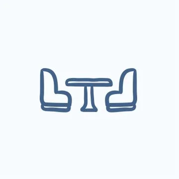 Camping van interior with seating sketch icon Stock Illustration