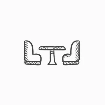 Camping van interior with seating sketch icon Stock Illustration