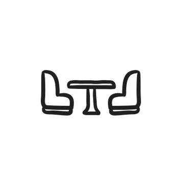 Camping van interior with seating sketch icon Stock Illustration