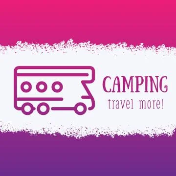 Camping van line sign, vector illustration Illustrazione stock