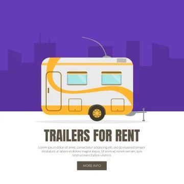 Camping Van for Travelling and Relocation Web Page and Banner Vector Template Stock Illustration