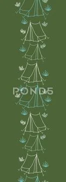 Camping vertical seamless pattern background border Stock Illustration