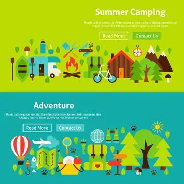 Camping Website Banners Stock Illustration