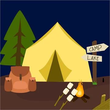 Camping Into The Wild Background Vector Stock Illustration