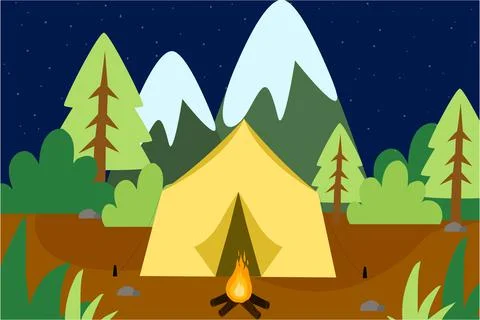 Camping Into The Wild Background Vector Stock Illustration