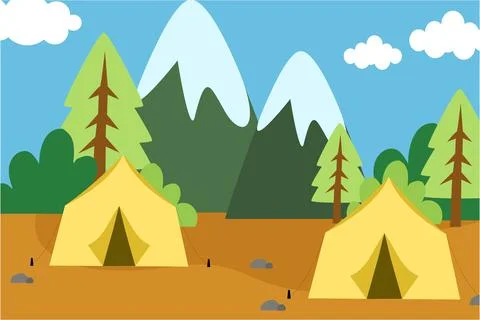 Camping Into The Wild background Vector Stock Illustration