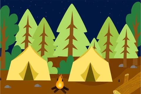 Camping Into The Wild Background Vector Stock Illustration