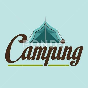 Camping wild life with tent Stock Illustration