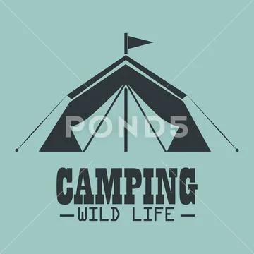 Camping wild life with tent Stock Illustration