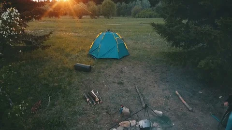 Camping in the woods. Sunset. Stock-Footage 101766982