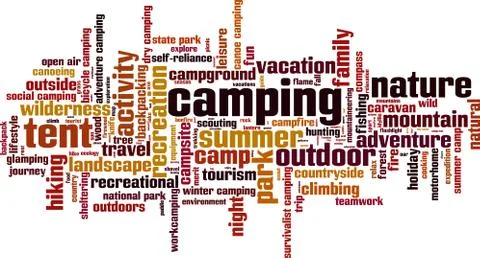 Camping word cloud Stock Illustration