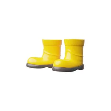 Camping yellow shoes 3D vector icon, cartoon pair of boots for hiking, climbing Stock Illustration