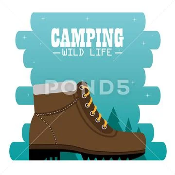 Camping zone with boots Stock Illustration