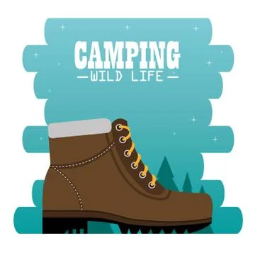 Camping zone with boots Stock Illustration