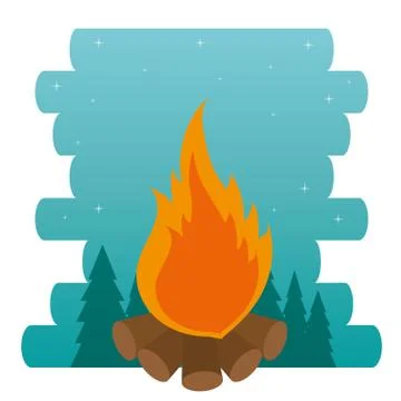 Camping zone with campfire Stock Illustration