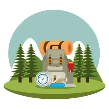 Camping zone with equipment Stock Illustration