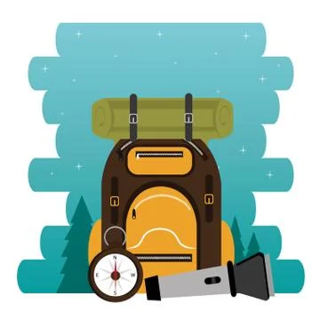 Camping zone with equipment Stock Illustration