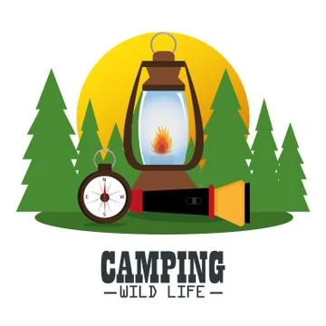 Camping zone with equipment Stock Illustration