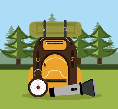 Camping zone with equipment Stock Illustration