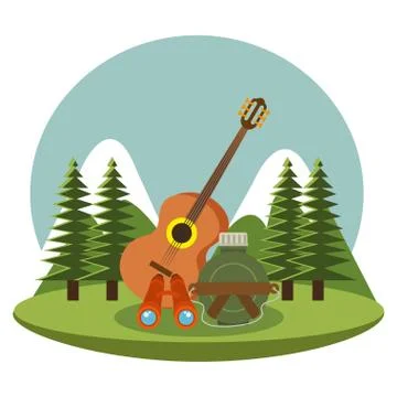Camping zone with equipment Stock Illustration