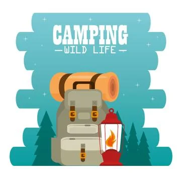 Camping zone with equipment Stock Illustration
