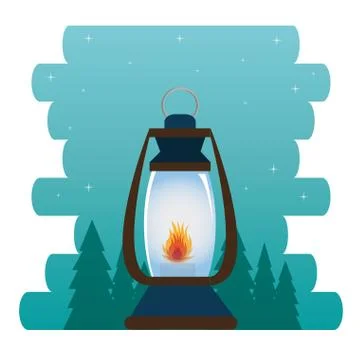 Camping zone with lantern Stock Illustration