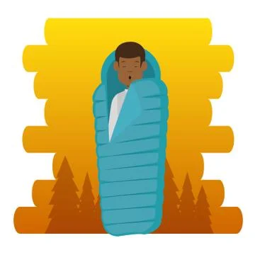 Camping zone with sleeping bag Stock Illustration