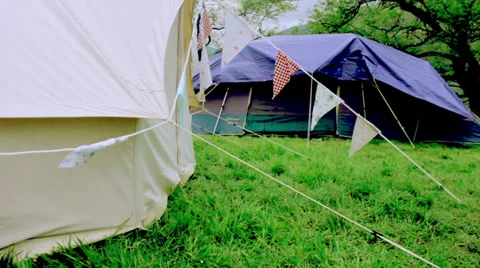 CampingBackgrounds-PrayerFlagsandBellTents Stock Footage 38718448