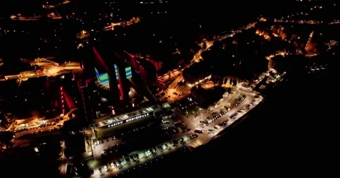 CAMPIONE D'ITALIA - Europe's Biggest Casino // Aerial Footage - Night // 4K Stock Footage
